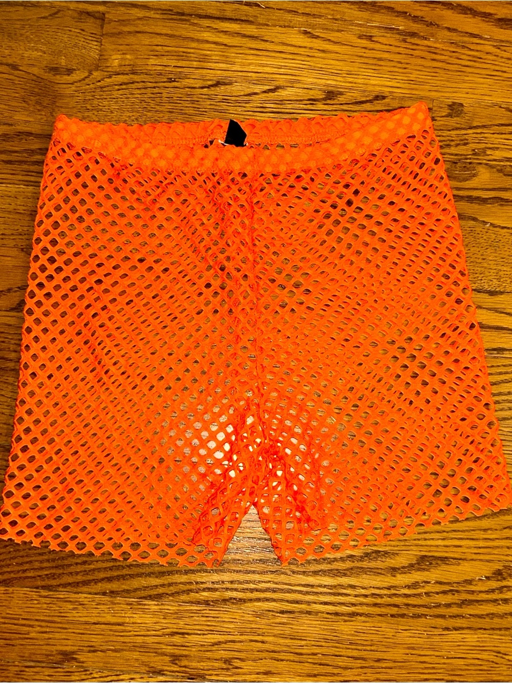 Orange Fishnet Swim Cover Shorts